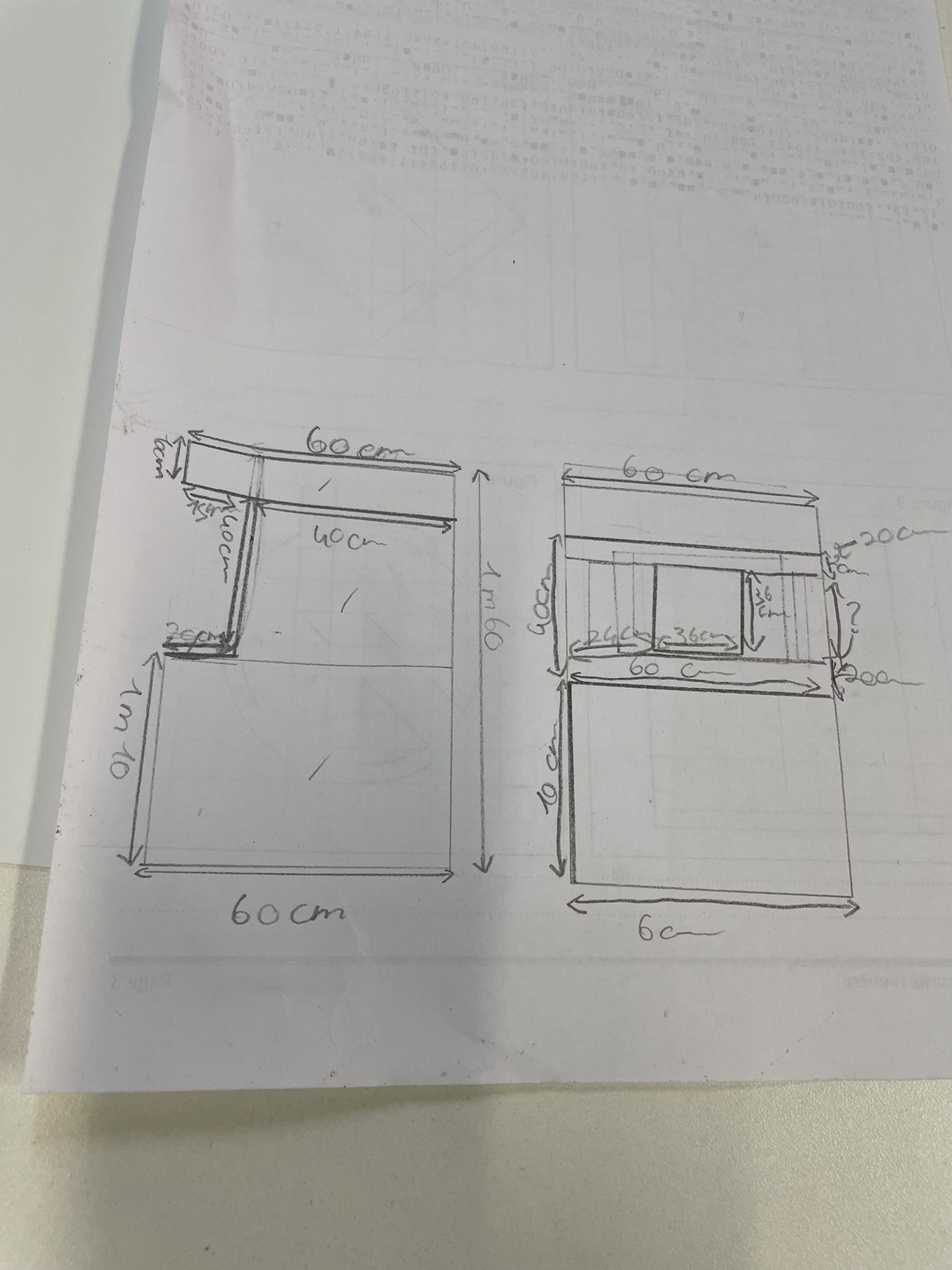 Croquis de conception élève : implantation des contrôles et de l'écran